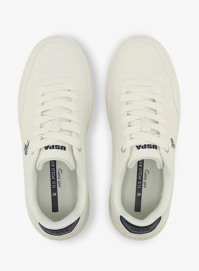 U.S. Polo Assn. Off White Women's Off White Sneakers - Soft Pastel Accents with Retro-Inspired Design and Cushioned Sole for Effortless Style and Comfort for Women | Best Price UAE